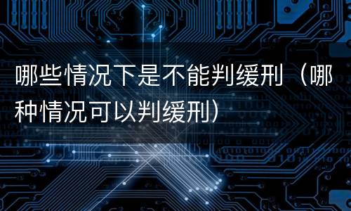 哪些情况下是不能判缓刑（哪种情况可以判缓刑）