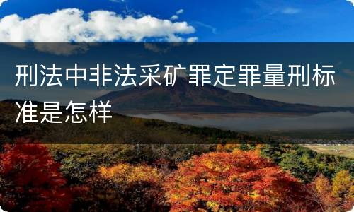 刑法中非法采矿罪定罪量刑标准是怎样