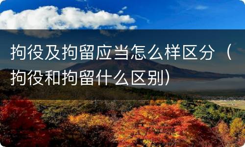 拘役及拘留应当怎么样区分（拘役和拘留什么区别）