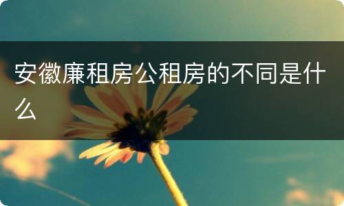 安徽廉租房公租房的不同是什么