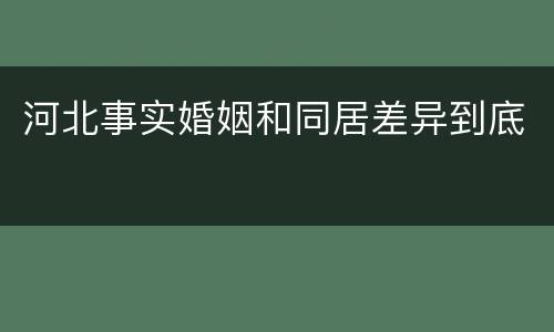 河北事实婚姻和同居差异到底