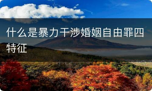 什么是暴力干涉婚姻自由罪四特征