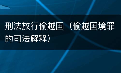 刑法放行偷越国（偷越国境罪的司法解释）