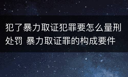 犯了暴力取证犯罪要怎么量刑处罚 暴力取证罪的构成要件