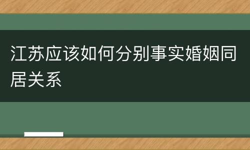 江苏应该如何分别事实婚姻同居关系