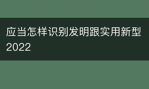 应当怎样识别发明跟实用新型2022
