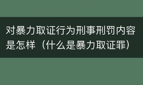 对暴力取证行为刑事刑罚内容是怎样（什么是暴力取证罪）