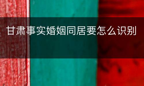 甘肃事实婚姻同居要怎么识别