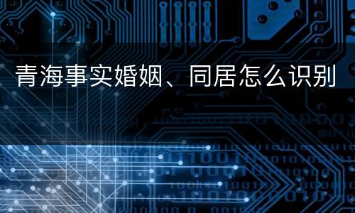 青海事实婚姻、同居怎么识别
