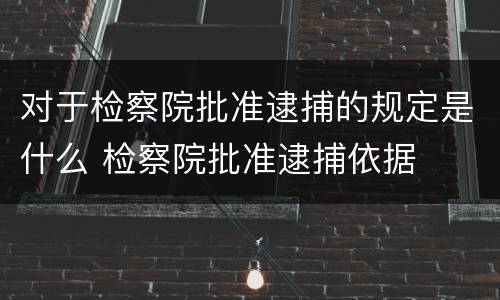 对于检察院批准逮捕的规定是什么 检察院批准逮捕依据