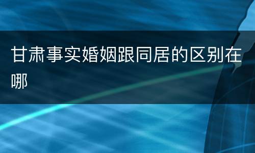甘肃事实婚姻跟同居的区别在哪