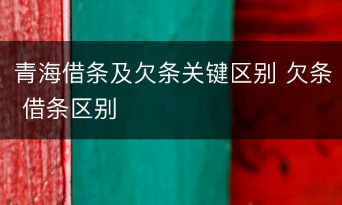青海借条及欠条关键区别 欠条 借条区别