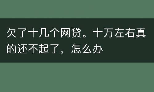 欠了十几个网贷。十万左右真的还不起了，怎么办