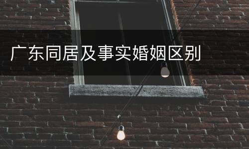 广东同居及事实婚姻区别