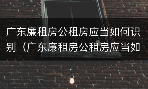 广东廉租房公租房应当如何识别（广东廉租房公租房应当如何识别入户）