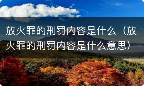 放火罪的刑罚内容是什么（放火罪的刑罚内容是什么意思）