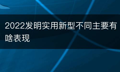 2022发明实用新型不同主要有啥表现