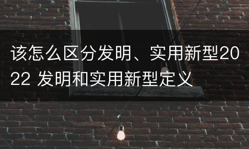该怎么区分发明、实用新型2022 发明和实用新型定义