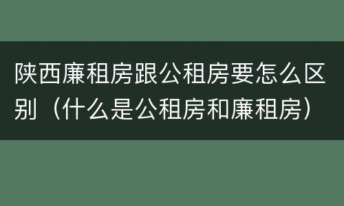 陕西廉租房跟公租房要怎么区别（什么是公租房和廉租房）