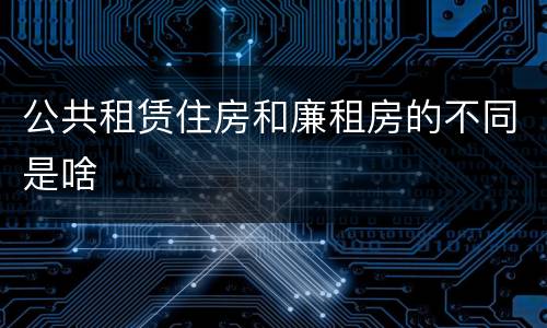 公共租赁住房和廉租房的不同是啥