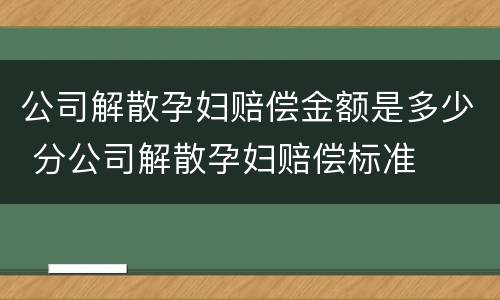公司解散孕妇赔偿金额是多少 分公司解散孕妇赔偿标准