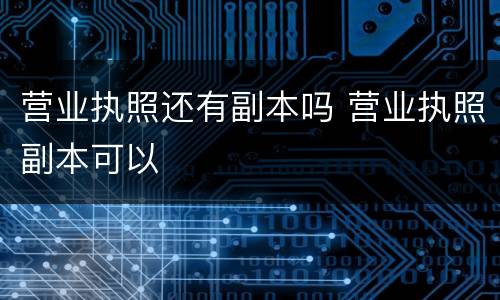 营业执照还有副本吗 营业执照副本可以