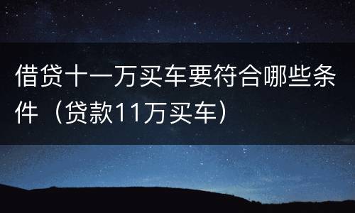 借贷十一万买车要符合哪些条件（贷款11万买车）
