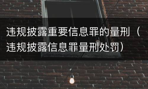 违规披露重要信息罪的量刑（违规披露信息罪量刑处罚）