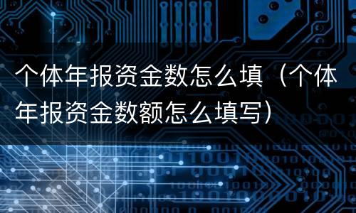 个体年报资金数怎么填（个体年报资金数额怎么填写）