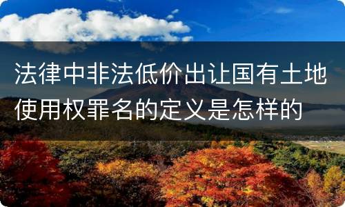 法律中非法低价出让国有土地使用权罪名的定义是怎样的
