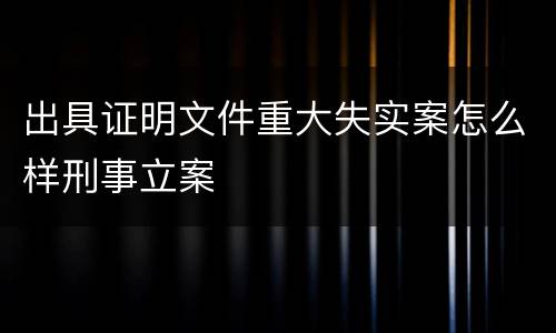 出具证明文件重大失实案怎么样刑事立案