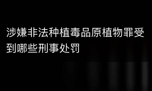 涉嫌非法种植毒品原植物罪受到哪些刑事处罚