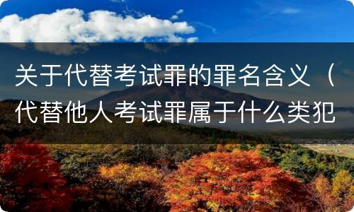 关于代替考试罪的罪名含义（代替他人考试罪属于什么类犯罪）