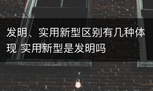 发明、实用新型区别有几种体现 实用新型是发明吗