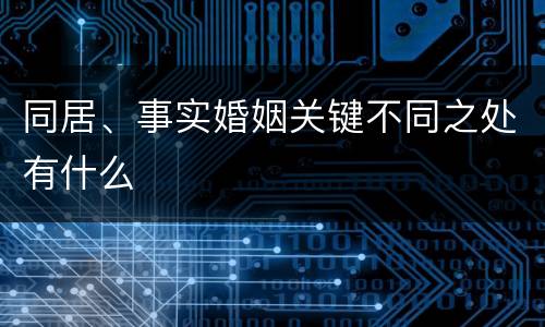 同居、事实婚姻关键不同之处有什么