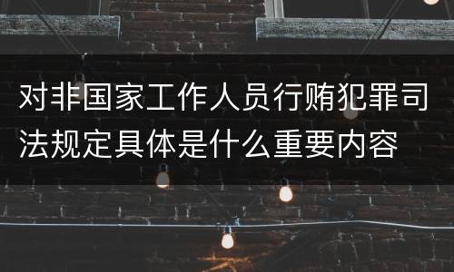 对非国家工作人员行贿犯罪司法规定具体是什么重要内容