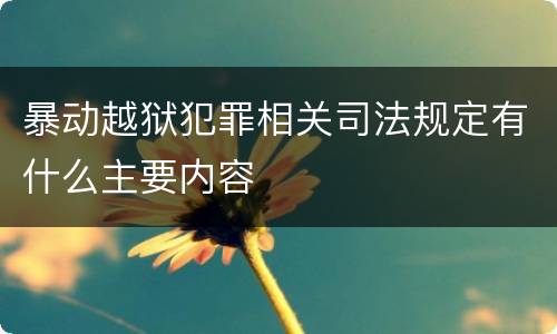 暴动越狱犯罪相关司法规定有什么主要内容