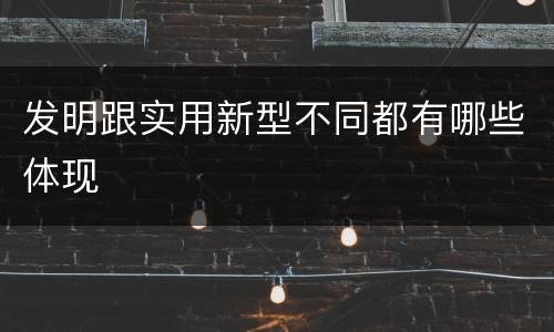 发明跟实用新型不同都有哪些体现