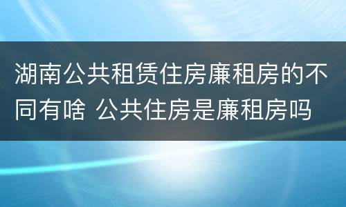 湖南公共租赁住房廉租房的不同有啥 公共住房是廉租房吗