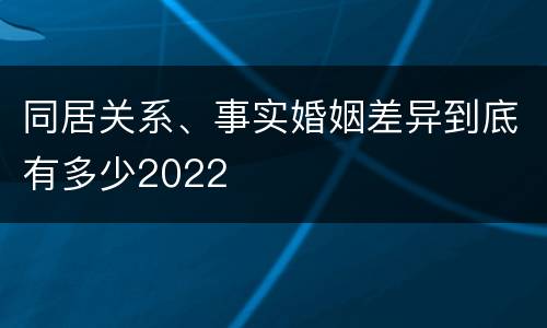 同居关系、事实婚姻差异到底有多少2022