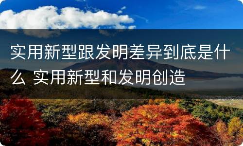 实用新型跟发明差异到底是什么 实用新型和发明创造