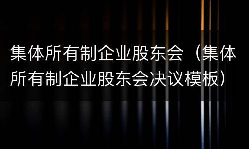 集体所有制企业股东会（集体所有制企业股东会决议模板）