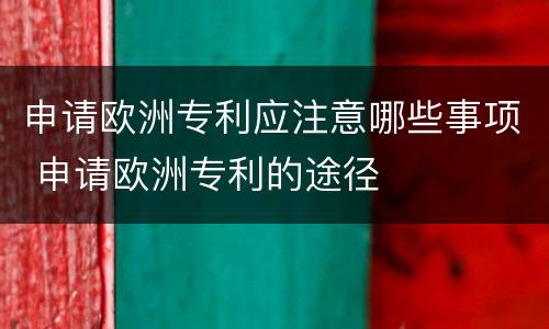 申请欧洲专利应注意哪些事项 申请欧洲专利的途径