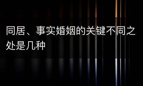 同居、事实婚姻的关键不同之处是几种