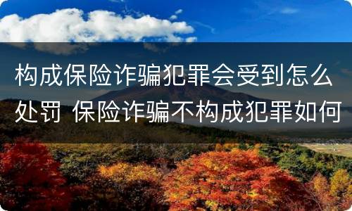 构成保险诈骗犯罪会受到怎么处罚 保险诈骗不构成犯罪如何处罚