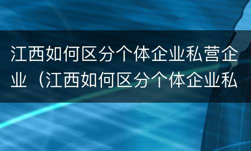 江西如何区分个体企业私营企业（江西如何区分个体企业私营企业）