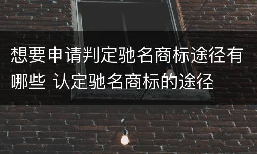 想要申请判定驰名商标途径有哪些 认定驰名商标的途径