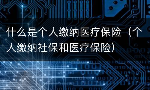 什么是个人缴纳医疗保险（个人缴纳社保和医疗保险）