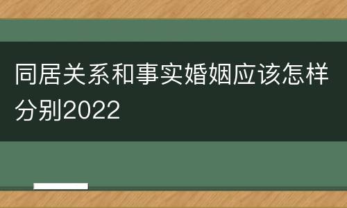 同居关系和事实婚姻应该怎样分别2022