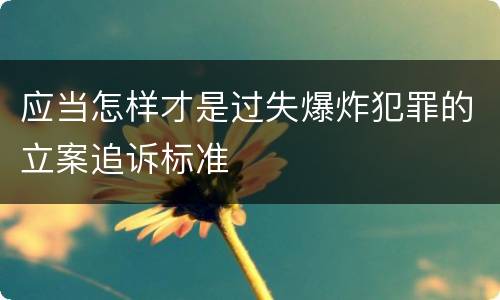 应当怎样才是过失爆炸犯罪的立案追诉标准